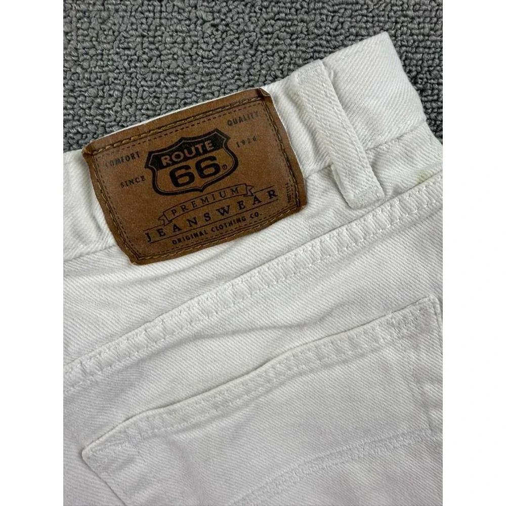 Vintage Route 66 Shorts Women 11/12 White Relaxed Fit‎ Denim High Waisted Cuffed